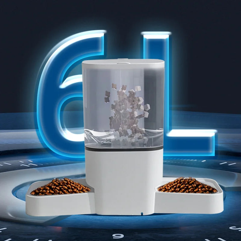 Automatic pet feeder 6L capacity smart timer Tuya control food dispenser with stainless steel bowl dog and cat feeding supplies