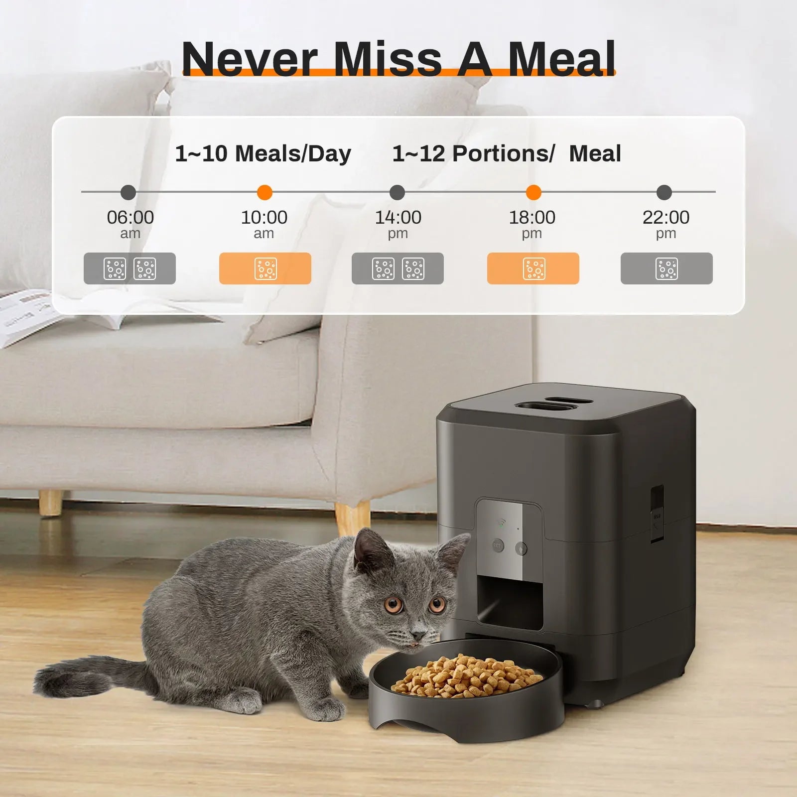 Smart Pet Feeder Automatic Cat Dog Food Dispenser, Timed Feeder with Programmable Portion Control, Slow Eat Bowl for Small Dogs