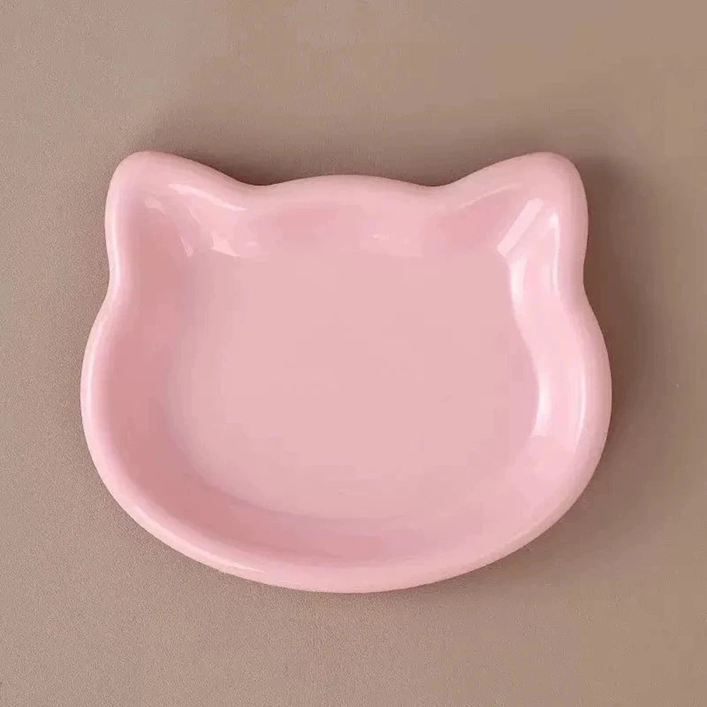1PC Cat-Shaped Pet Bowls, Pastel Color Cute Animal Design, Non-Slip Pet Food Dish, Ideal for Cats, Trendy Pet Accessory for Home