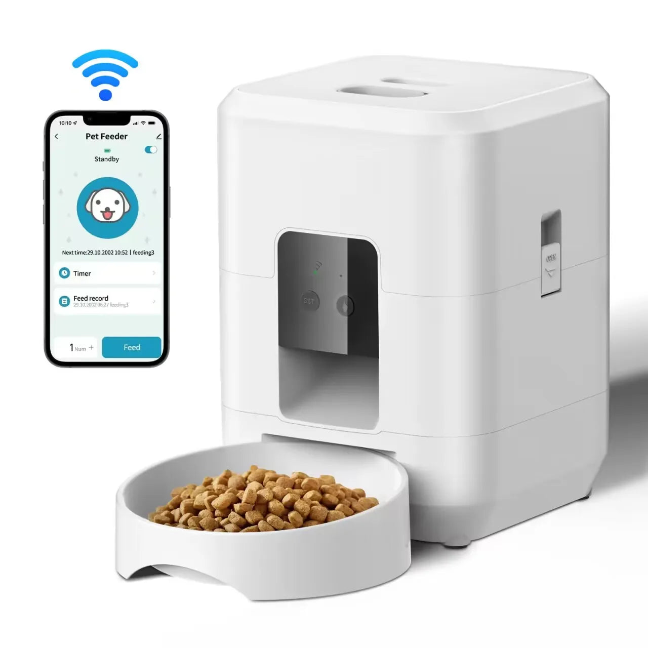 Smart Pet Feeder Automatic Cat Dog Food Dispenser, Timed Feeder with Programmable Portion Control, Slow Eat Bowl for Small Dogs
